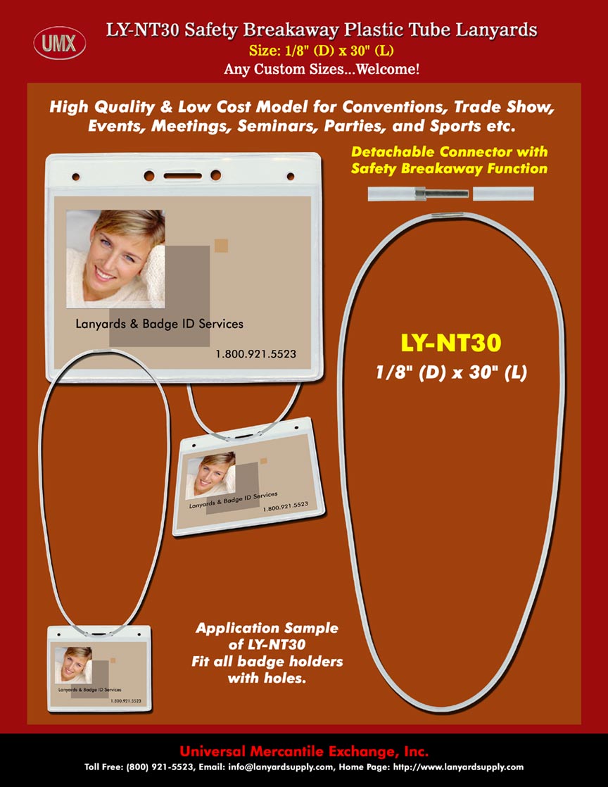 Neck Lanyards: High Quality and Low Cost LY-NT30 Safety Breakaway Plastic Tube Lanyard Supply