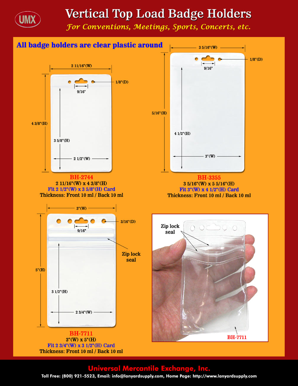 Zip Lock Badge Holders For Name Badges and IDs With Ziplock Protection.